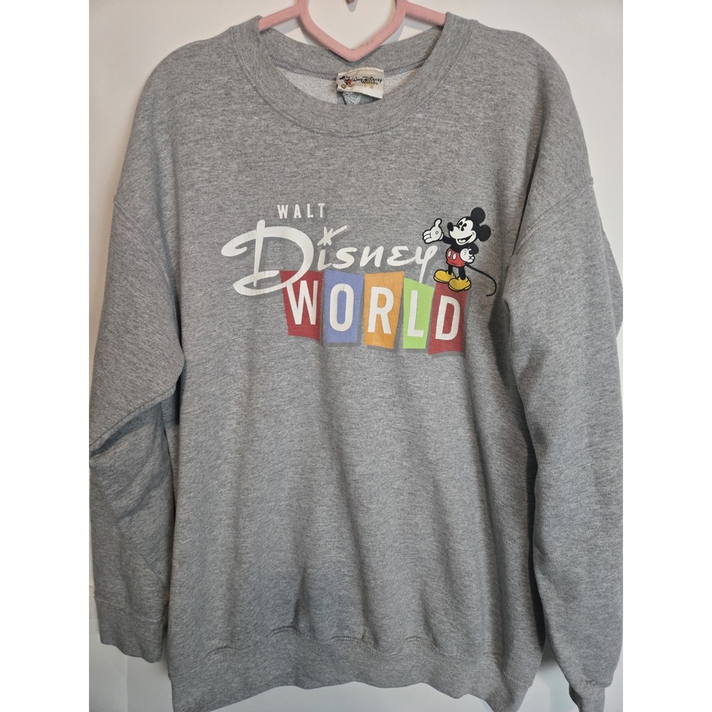 Vintage Y2k Walt Disney World Crewneck Sweatshirt Size Large Mickey Mouse Gray